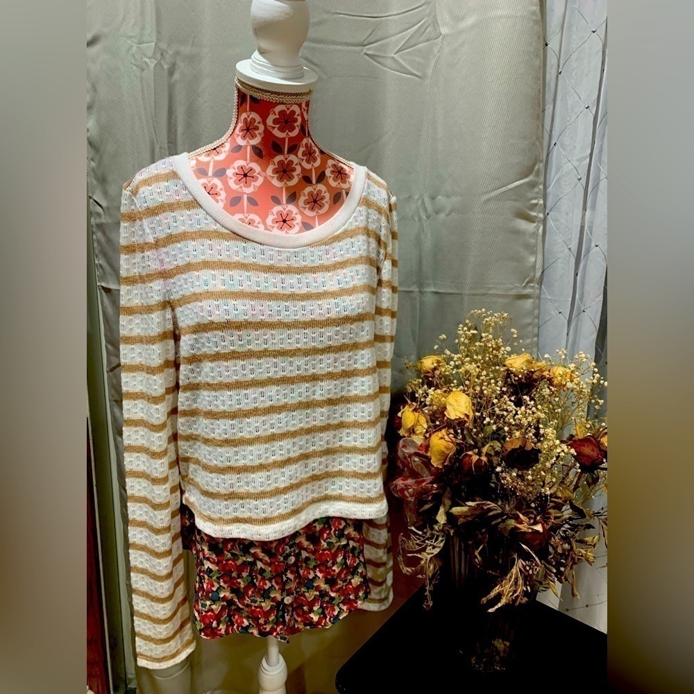 Postmark Anthropologie Ginny Layered Striped Floral Top